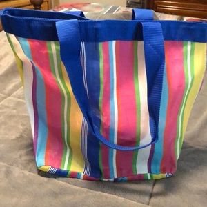 Very spacious colorful mesh beach bag